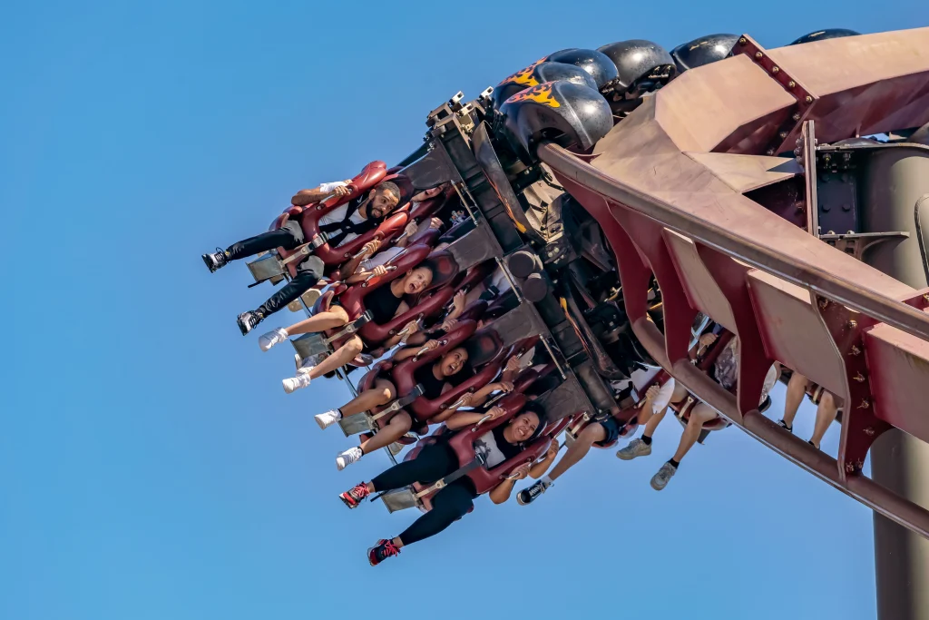 Thorpe Park Nemesis Inferno rollercoaster near Staines – leisure attraction for contractor and business teams staying with Trade Stays